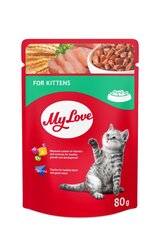 My Love visavertis konservuotas ėdalas kačiukams (80 g x 24 vnt) цена и информация | Консервы для кошек | pigu.lt