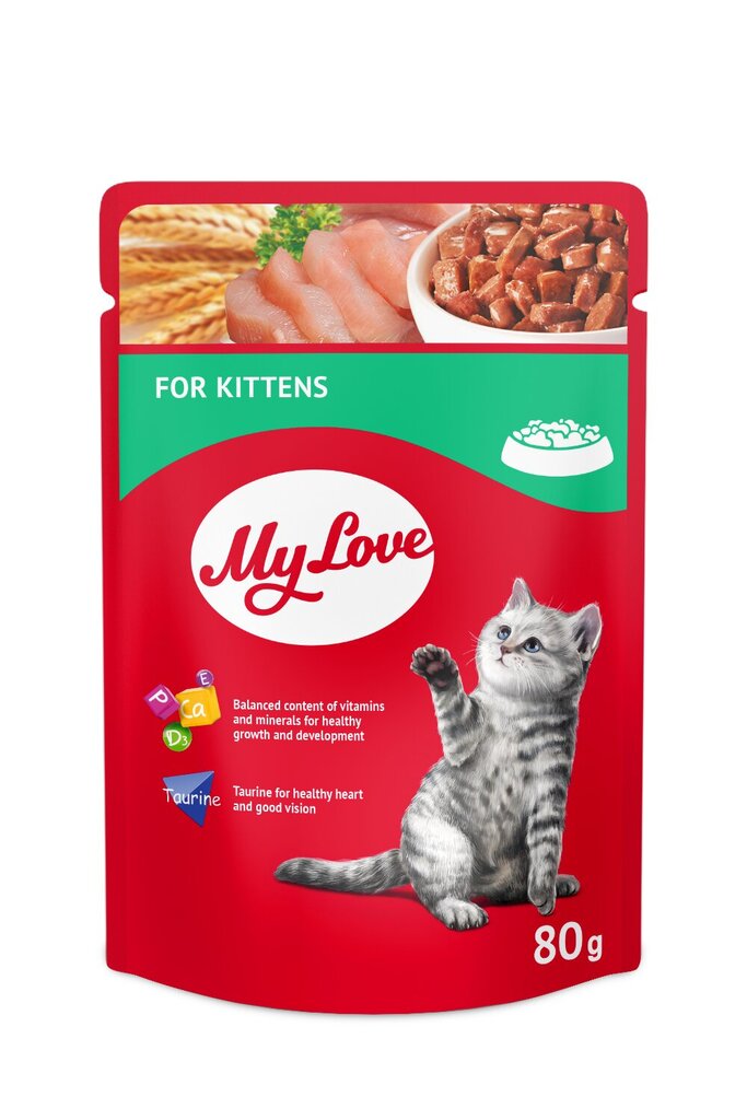 My Love visavertis konservuotas ėdalas kačiukams (80 g x 24 vnt) kaina ir informacija | Konservai katėms | pigu.lt
