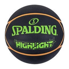 Баскетбольный мяч Spalding Highlight, размер 7, черный/зеленый цена и информация | Баскетбольные мячи | pigu.lt