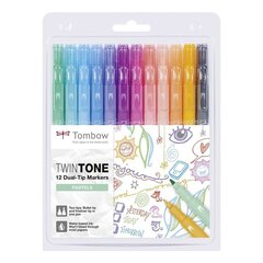 Комплект фломастеров TOMBOW TwinTone Pastels, 12 пастельных цветов цена и информация | Принадлежности для рисования, лепки | pigu.lt