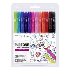 Комплект фломастеров TOMBOW TwinTone, 12 цветов цена и информация | Принадлежности для рисования, лепки | pigu.lt