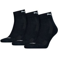Kojinės suaugusiems Puma Cushioned Quarter 3-pack Unisex Socks 907943, juodos kaina ir informacija | Vyriškos kojinės | pigu.lt
