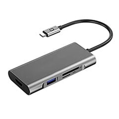 Adapteris USB Type-C - 3 x USB 3.0, Type-C PD, HDMI, SD, TF kaina ir informacija | Extra Digital Kompiuterių priedai | pigu.lt