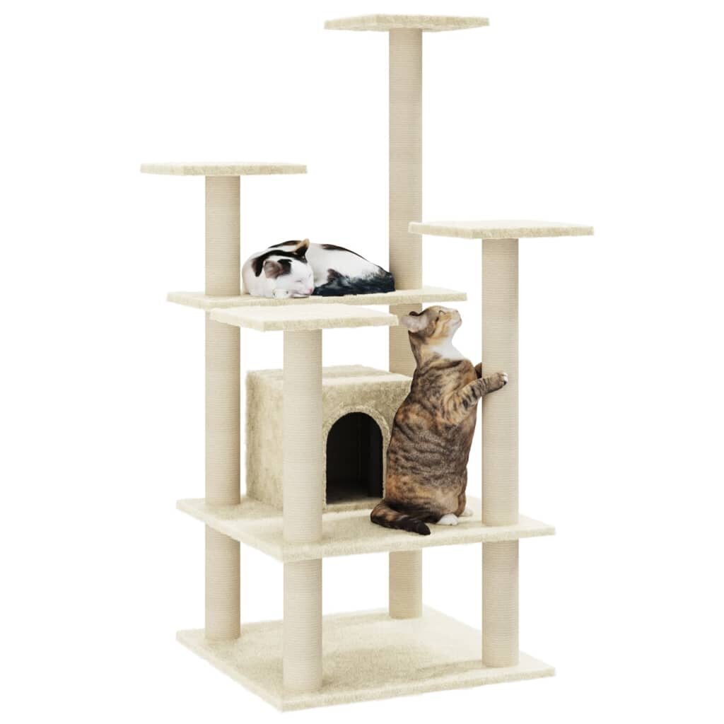 Draskyklė katėms su stovais iš sizalio, kreminės spalvos, 110cm kaina ir informacija | Draskyklės | pigu.lt