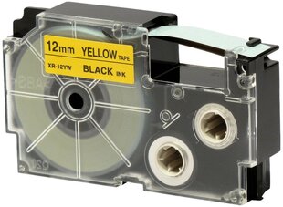 Casio XR-12YW Label Tape Dore compatible, juoda ir geltona kaina ir informacija | Spausdintuvų priedai | pigu.lt