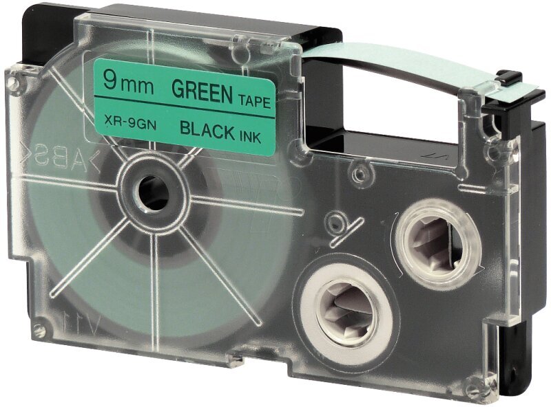 Casio XR-9GN Label Tape Dore compatible, juoda ir žalia kaina ir informacija | Spausdintuvų priedai | pigu.lt