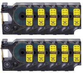 Dore аналоговые виниловые наклейки Dymo 18432 12мм x 5.5м S0718450 Black On Yellow, комплект из 10 шт. цена и информация | Аксессуары для принтера | pigu.lt