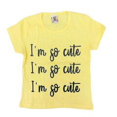 Marškinėliai mergaitėms 2021030 02, geltoni kaina ir informacija | Marškinėliai mergaitėms | pigu.lt