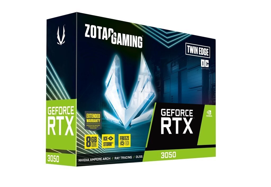 Zotac Gaming GeForce RTX 3050 Twin Edge OC - graphics card - GF RTX 3050 - 8 GB kaina ir informacija | Vaizdo plokštės (GPU) | pigu.lt