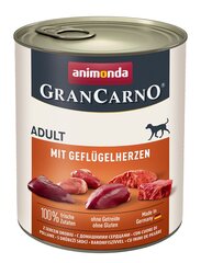 Animonda GranCarno для взрослых собак со свиными и птичьими сердцами, 800 г цена и информация | Консервы для собак | pigu.lt