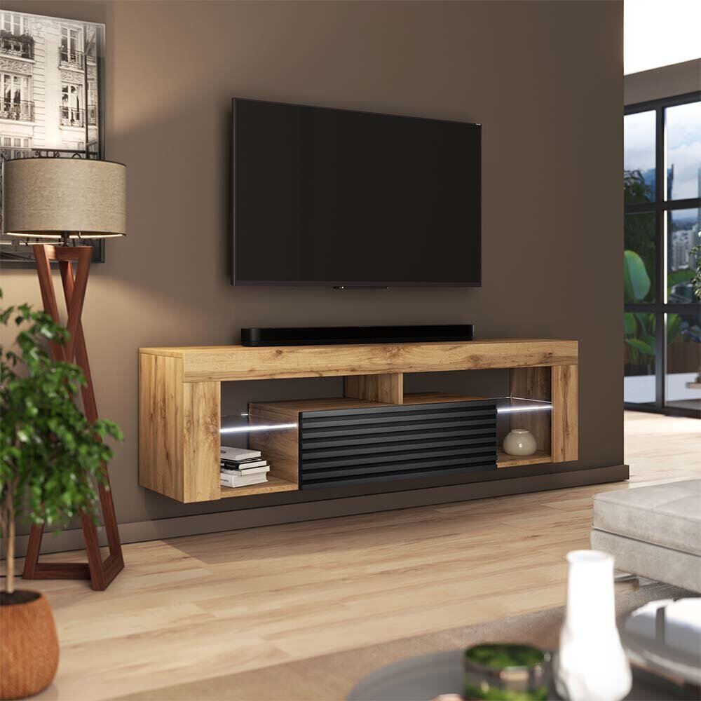 TV staliukas Selsey Bianko 3D LED, rudas/juodas kaina ir informacija | TV staliukai | pigu.lt