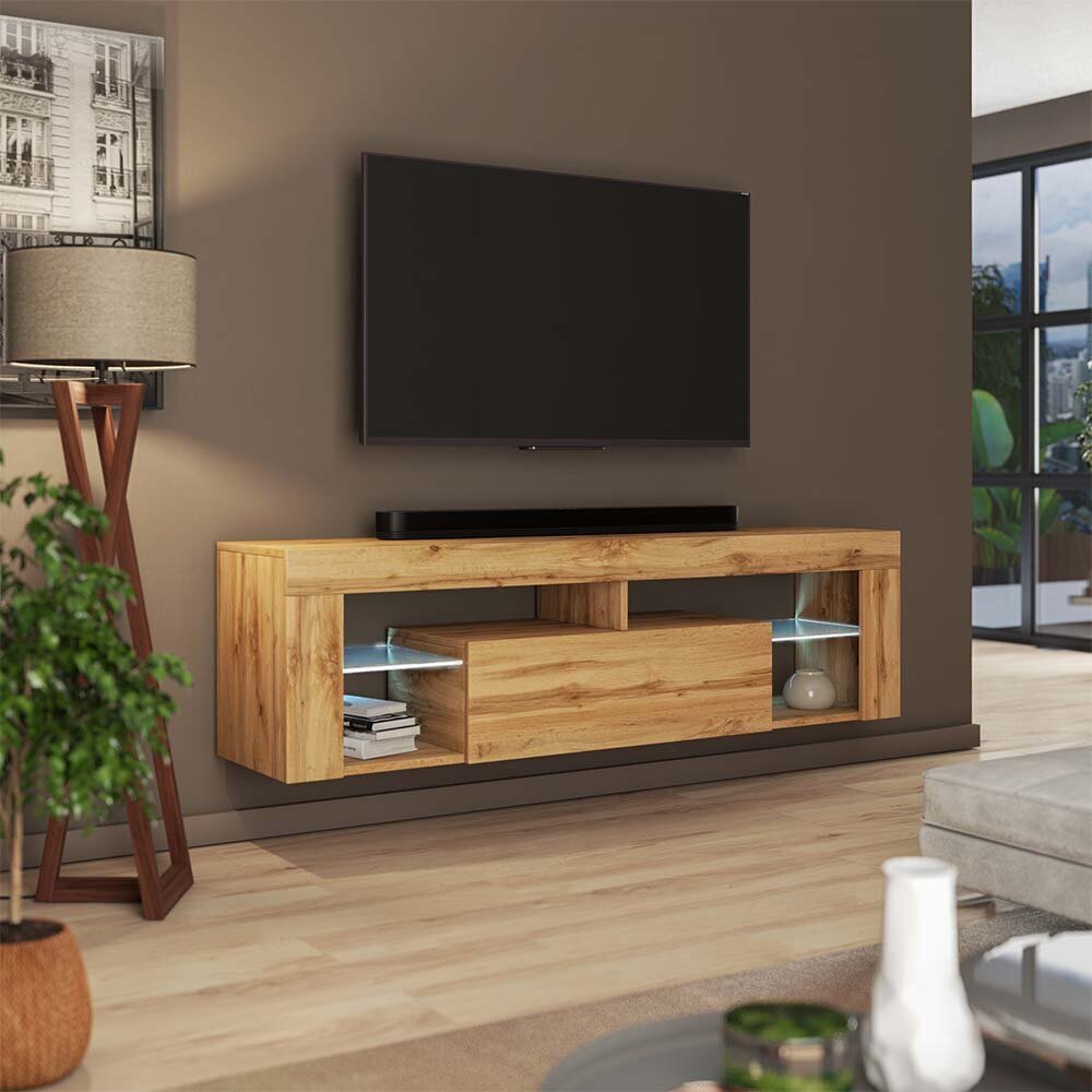 TV staliukas Selsey Bianko LED, rudas kaina ir informacija | TV staliukai | pigu.lt