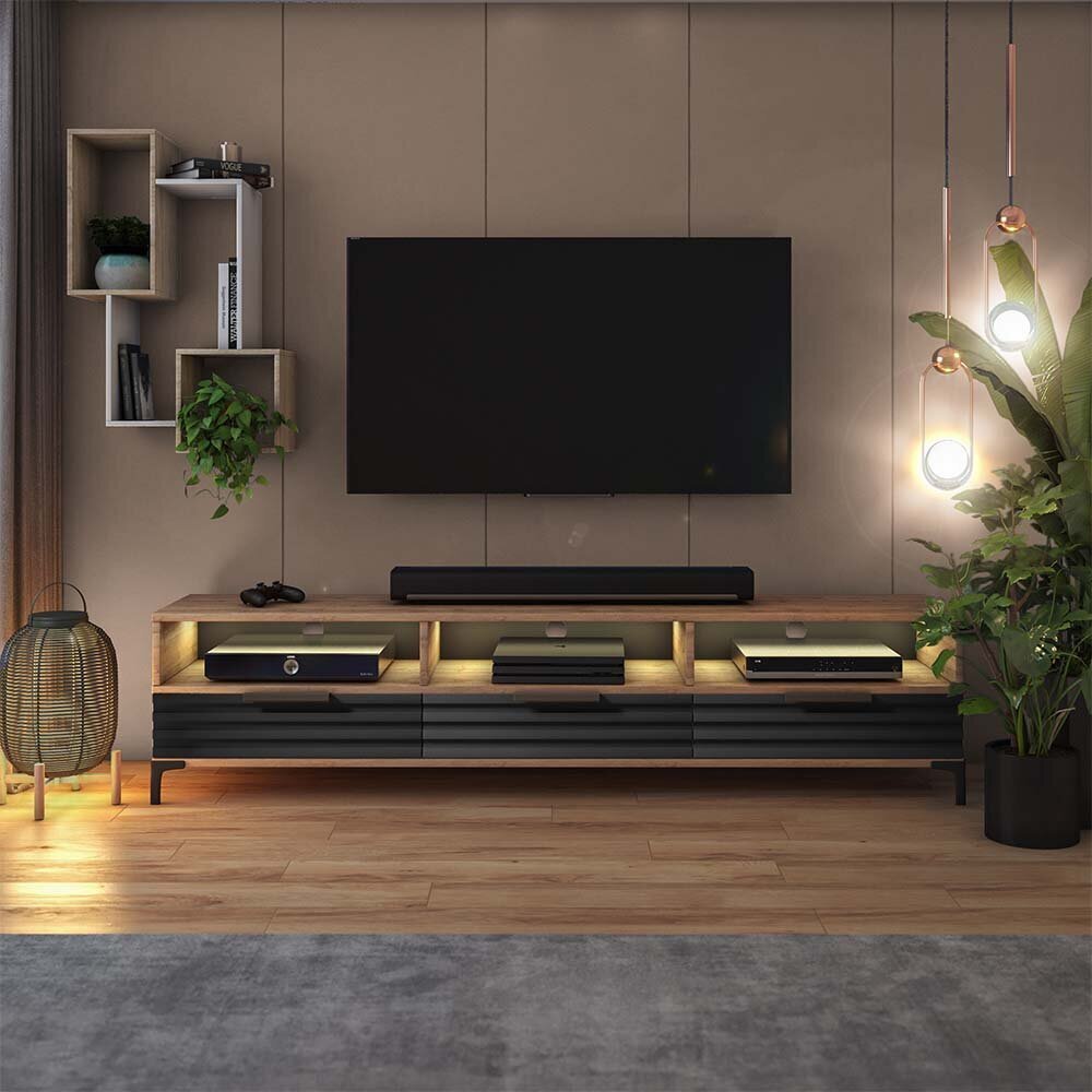 TV staliukas Selsey Rikke 3D LED, rudas/juodas цена и информация | TV staliukai | pigu.lt