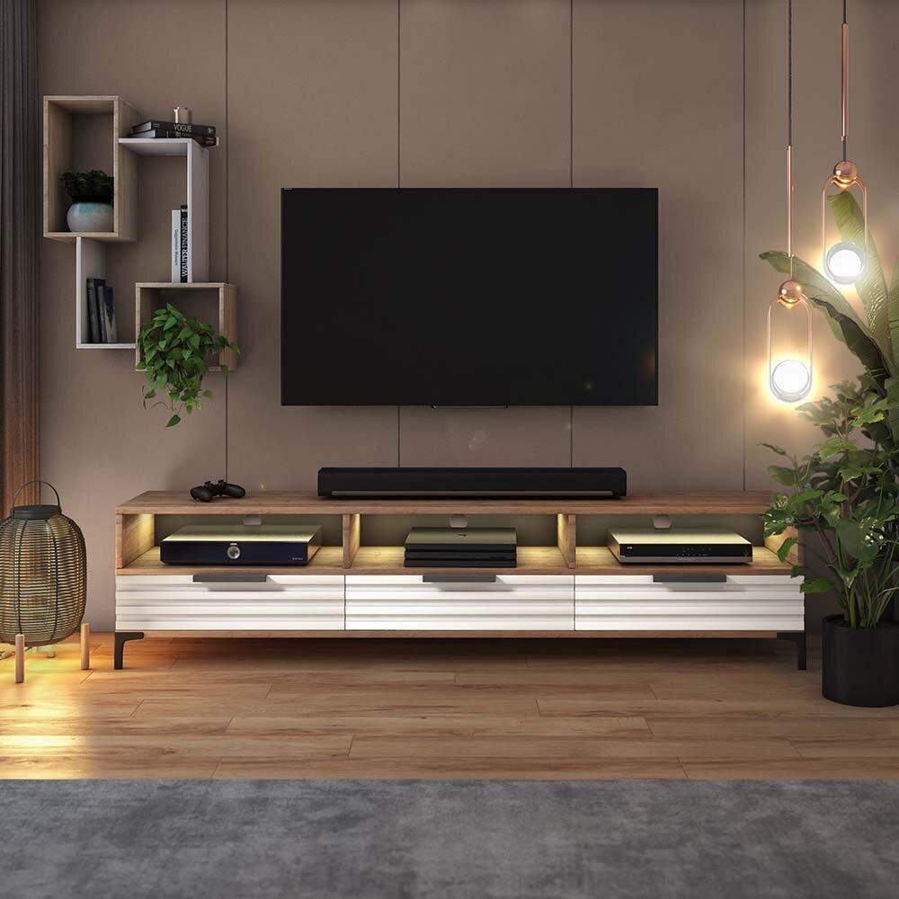 TV staliukas Selsey Rikke 3D LED, rudas/baltas цена и информация | TV staliukai | pigu.lt