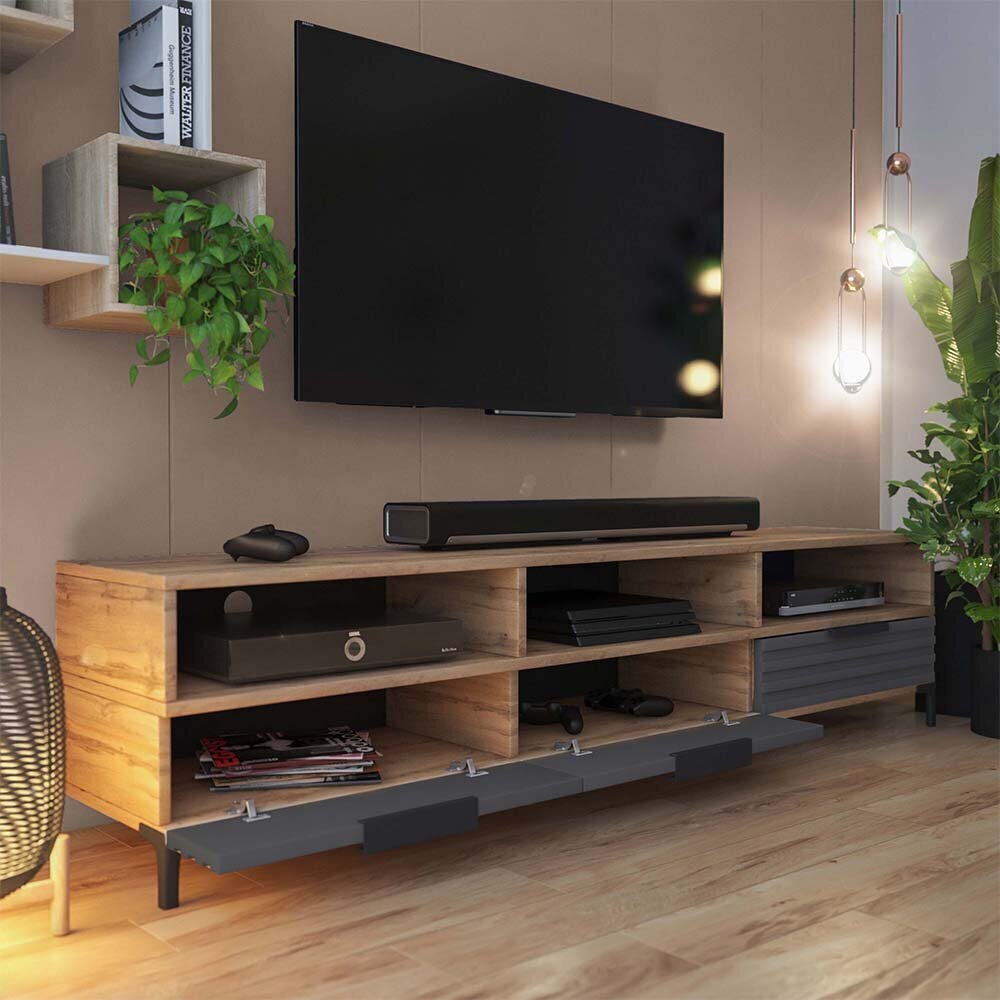 TV staliukas Selsey Rikke 3D, rudas/pilkas kaina ir informacija | TV staliukai | pigu.lt