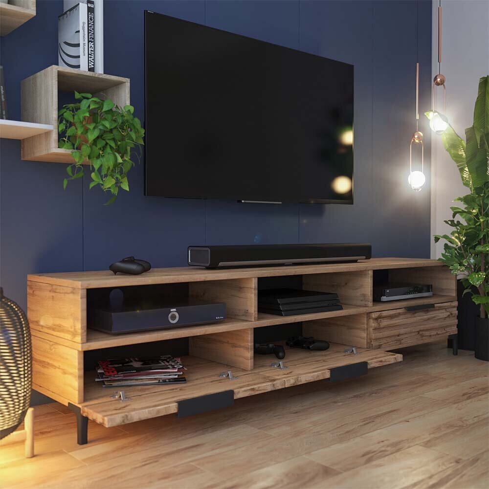 TV staliukas Selsey Rikke 3D, rudas kaina ir informacija | TV staliukai | pigu.lt