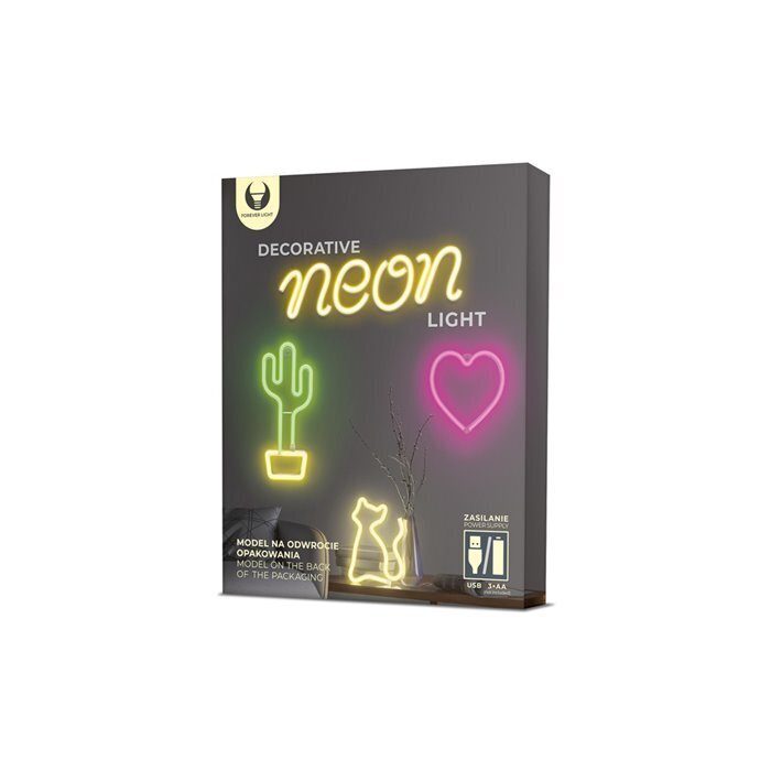 LED Neon lamp HEART red battery/USB kaina ir informacija | Įmontuojami šviestuvai, LED panelės | pigu.lt