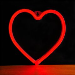 LED Neon lamp HEART red battery/USB kaina ir informacija | Įmontuojami šviestuvai, LED panelės | pigu.lt