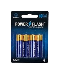 Батарейки "Powers Flash" Super Alkaline, AA, 1,5 В, 4 шт. цена и информация | Батарейки | pigu.lt