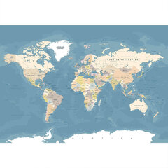 Fototapetai - Mėlynas pasaulio žemėlapis anglų kalba цена и информация | Фотообои | pigu.lt