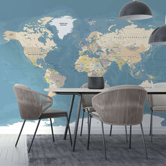 Fototapetai - Mėlynas pasaulio žemėlapis anglų kalba цена и информация | Фотообои | pigu.lt