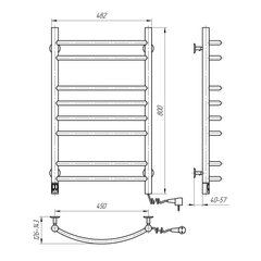 Электрическая сушилка для полотенец Navin Kamelia 480*800 Sensor правосторонняя, 12-207033-4880 черная цена и информация | Полотенцесушители | pigu.lt