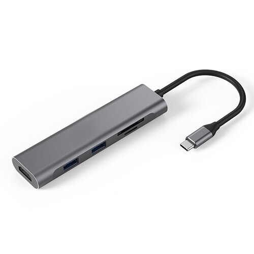 Adapteris USB Type-C - 2 x USB 3.0, HDMI, SD, TF цена и информация | Adapteriai, USB šakotuvai | pigu.lt