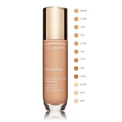 Makiažo pagrindas Clarins Everlasting Long-Wearing & Hydrating Matte Foundation, 112,5W, 30 ml kaina ir informacija | Makiažo pagrindai, pudros | pigu.lt