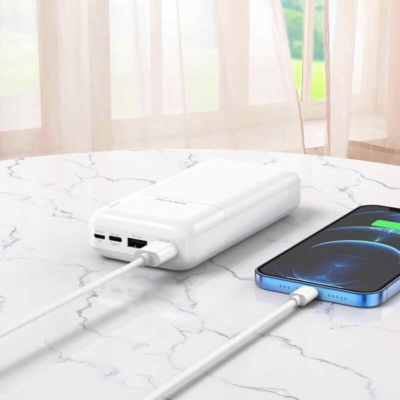 Išorinė baterija Power Bank Borofone BJ16A 2xUSB+Type-C 20000mAh, balta цена и информация | Atsarginiai maitinimo šaltiniai (power bank) | pigu.lt