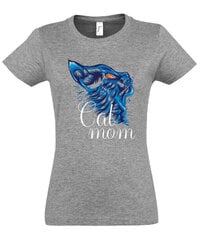 Marškinėliai moterims Cat mom SOLS-IMPERIAL-WOMEN-257-388, pilki цена и информация | Женские футболки | pigu.lt