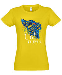 Marškinėliai moterims Cat mom SOLS-IMPERIAL-WOMEN-257-388, geltoni kaina ir informacija | Marškinėliai moterims | pigu.lt