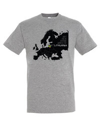 Marškinėliai vyrams Where is Lithuania SOLS-IMPERIAL-692, pilki kaina ir informacija | Vyriški marškinėliai | pigu.lt