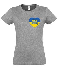 Marškinėliai moterims Myliu Ukrainą SOLS-IMPERIAL-WOMEN-257-405, pilki kaina ir informacija | Marškinėliai moterims | pigu.lt