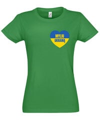 Marškinėliai moterims Myliu Ukrainą SOLS-IMPERIAL-WOMEN-257-405, žali kaina ir informacija | Marškinėliai moterims | pigu.lt