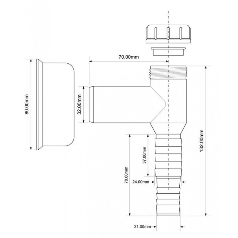 Pajungimas indaplovei/skalbimo mašinai McAlpine WMV-32-PL, 32 mm kaina ir informacija | Sifonai | pigu.lt