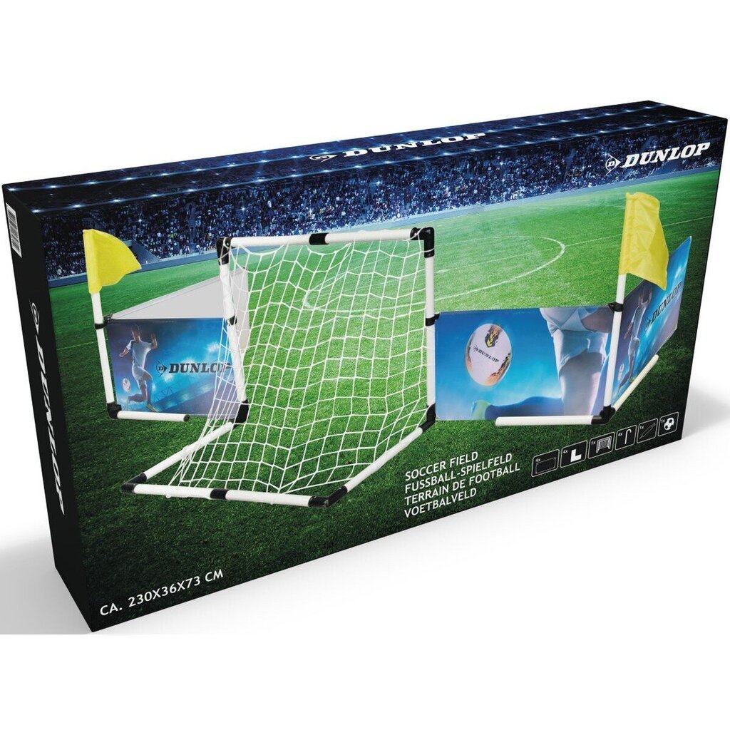 Futbolo vartai ir dalinė aikštelė Dunlop, 230 x 73 x 36 cm kaina ir informacija | Futbolo vartai ir tinklai | pigu.lt