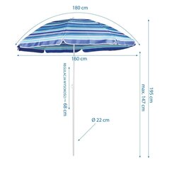 Paplūdimio skėtis Royokamp, 195 cm, mėlynas kaina ir informacija | Skėčiai, markizės, stovai | pigu.lt