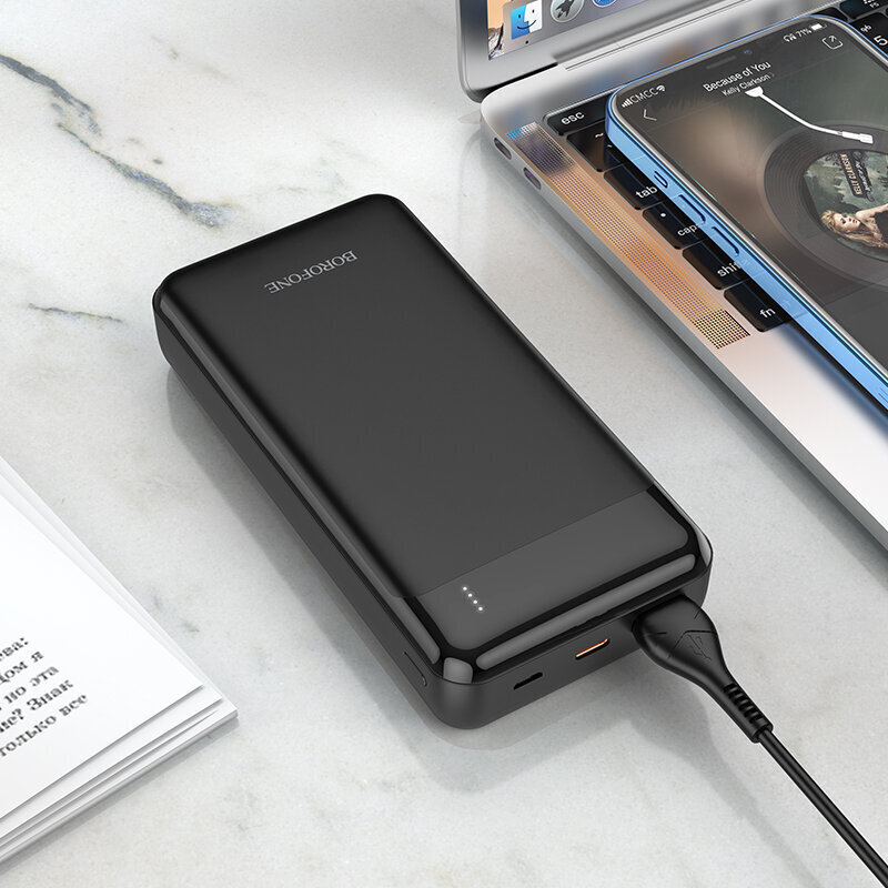 Išorinė baterija Power Bank Borofone BJ19A Type-C PD 20W+Quick Charge 3.0 20000mAh, juoda kaina ir informacija | Atsarginiai maitinimo šaltiniai (power bank) | pigu.lt