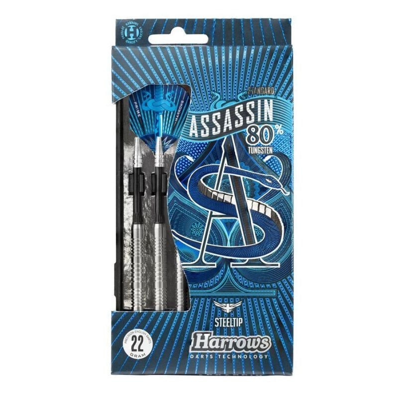 Smiginio strėlytės Harrows Assassin Darts 80% Steeltip, 3 vnt., mėlynos, pilkos цена и информация | Smiginis | pigu.lt