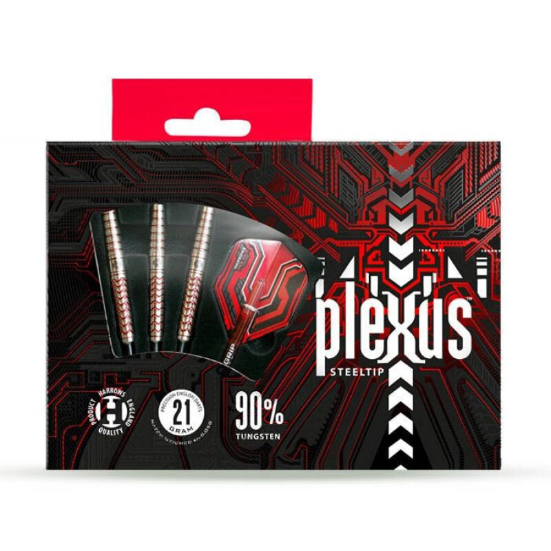 Smiginio strėlytės Harrows Plexus Darts 90% Steeltip, 3 vnt., juodos, raudonos kaina ir informacija | Smiginis | pigu.lt