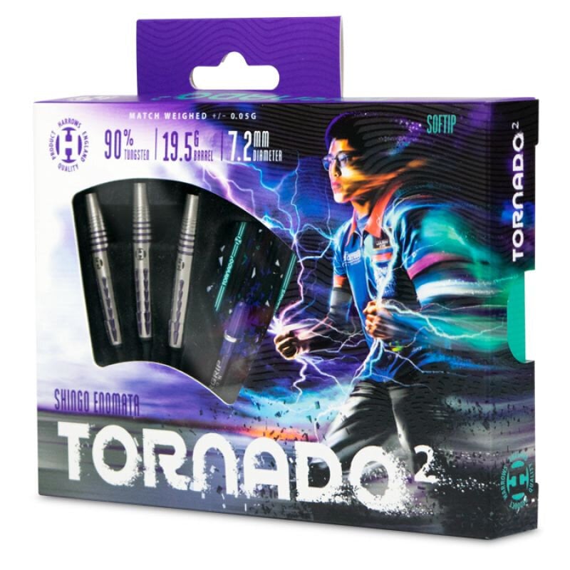 Smiginio strėlytės Harrows The Tornado 2 90% Softip, 19,5 g, 3 vnt., violetinės kaina ir informacija | Smiginis | pigu.lt