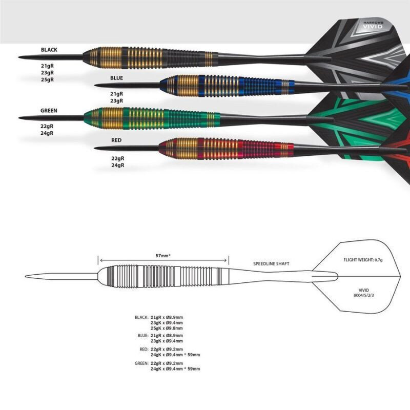 Smiginio strėlytės Harrows Vivid Steeltip, 3 vnt, juodos kaina ir informacija | Smiginis | pigu.lt