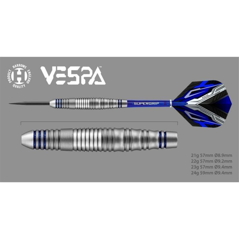 Smiginio strėlytės Harrows Vespa Brass Steeltip, 3 vnt., juodos, mėlynos цена и информация | Smiginis | pigu.lt