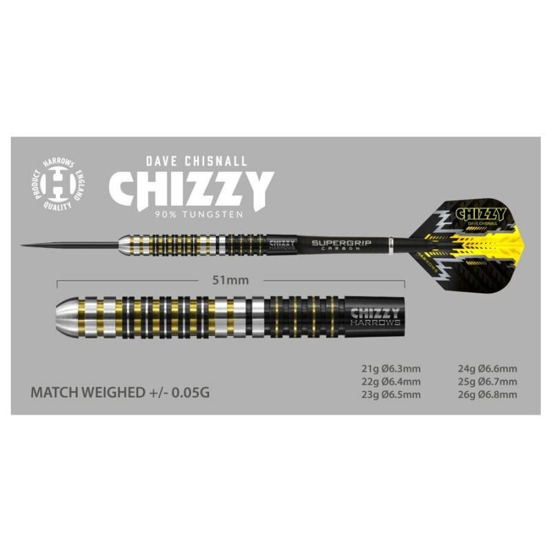 Smiginio strėlytės Harrows Chizzy Darts 90% Steeltip, 3 vnt., juodos kaina ir informacija | Smiginis | pigu.lt