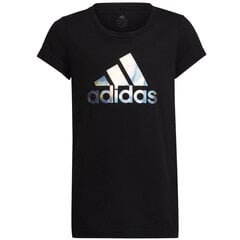 Футболка для девочек Adidas Dance Metallic Print Tee Jr HD4407, черная цена и информация | Рубашки для девочек | pigu.lt