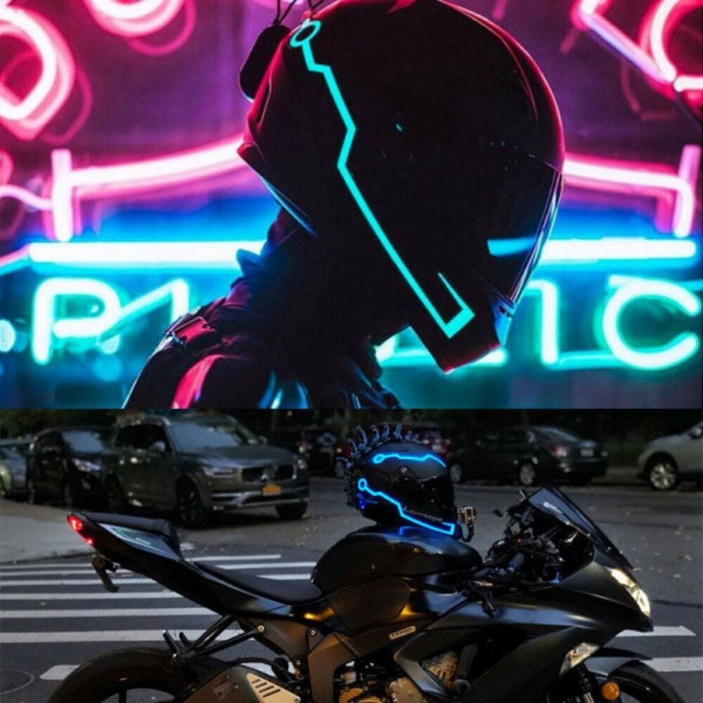Led juosta motociklininko šalmui, Rožinė kaina ir informacija | Moto šalmai | pigu.lt