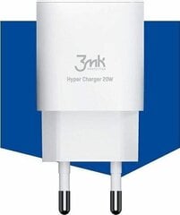 Сетевая зарядка 3MK HyperCharger 20W 1xUSB-C + 1xUSB-A PD/QC, белая цена и информация | Зарядные устройства для телефонов | pigu.lt