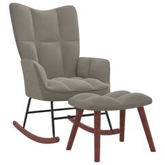 vidaXL Supama kėdė su pakoja, šviesiai pilkos spalvos, aksomas kaina ir informacija | Svetainės foteliai | pigu.lt