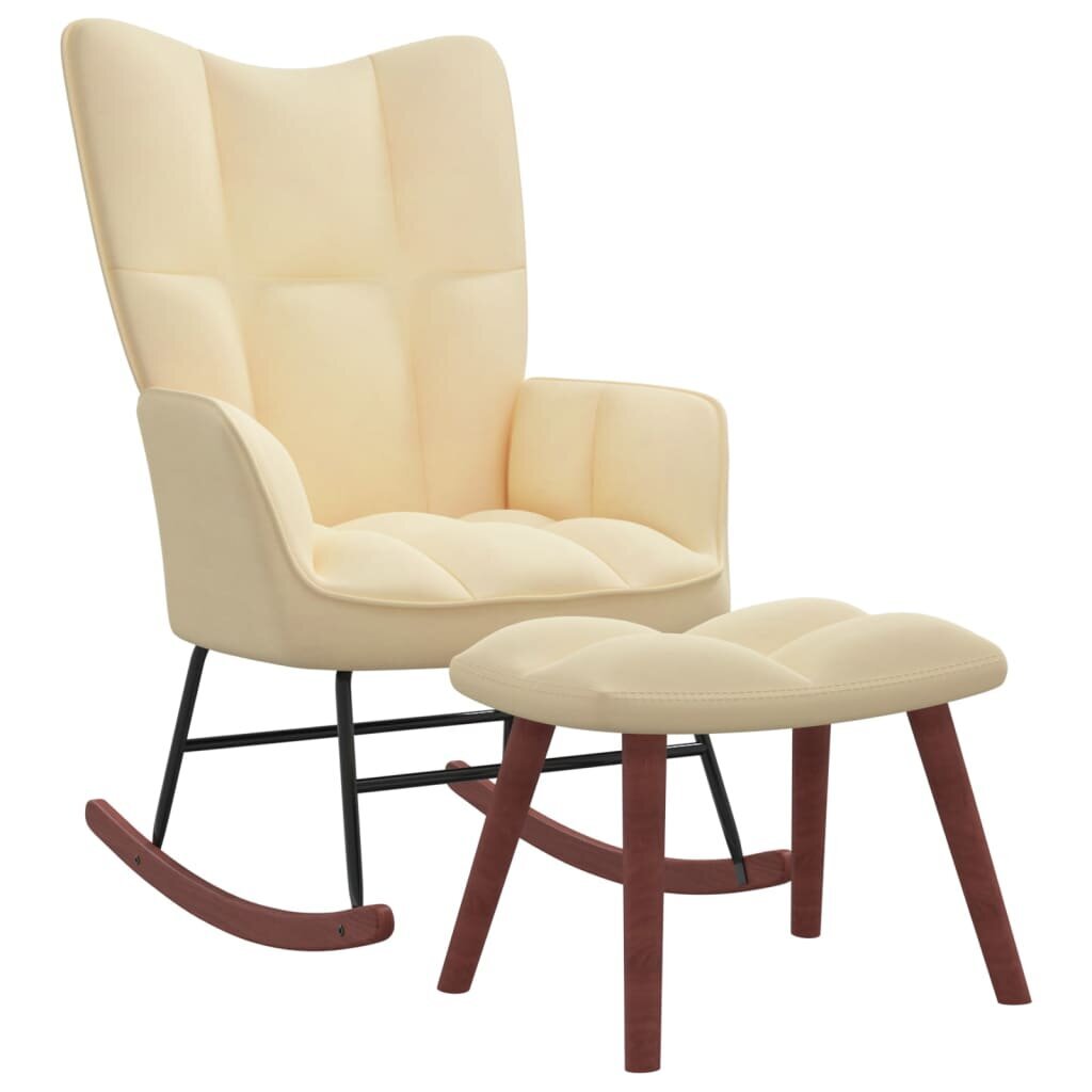 vidaXL Supama kėdė su pakoja, kreminės baltos spalvos, aksomas цена и информация | Svetainės foteliai | pigu.lt