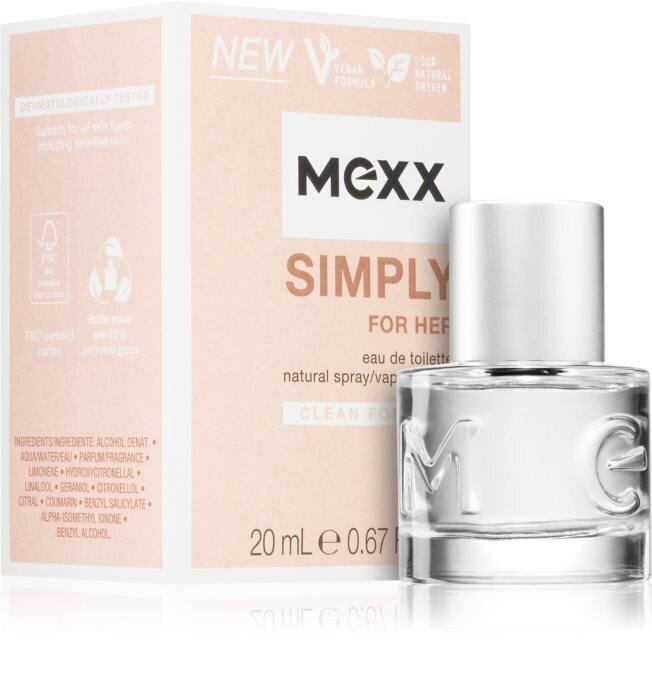 Tualetinis vanduo Mexx Simply EDT moterims 20 ml kaina ir informacija | Kvepalai moterims | pigu.lt